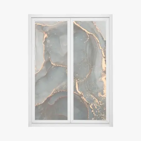 Sticker pour vitres et fenêtres vagues dorées sur fond émeraude – Wallnifity®