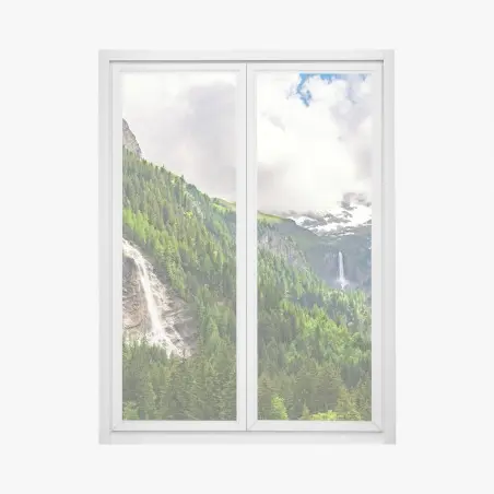 Sticker pour vitres et fenêtres cascade dans une vallée verdoyante – Wallnifity®