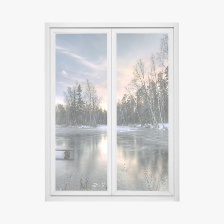 Sticker pour vitres et fenêtres lac gelé au coucher du soleil – Wallnifity®