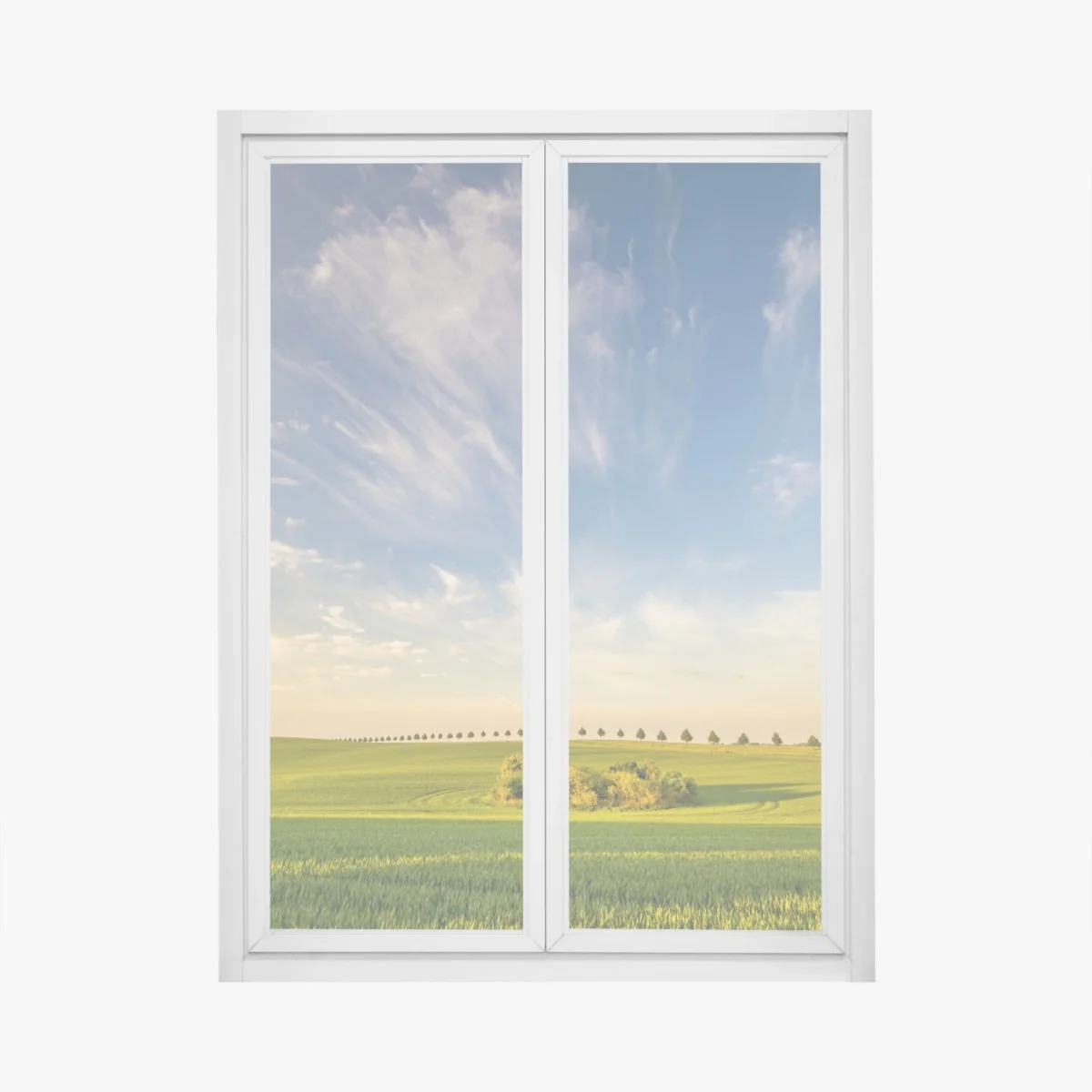 Sticker pour vitres et fenêtres alignement d'arbres sur champ printanier – Wallnifity® Sticker pour vitres et fenêtres alignement d'arbres sur champ printanier – Wallnifity®