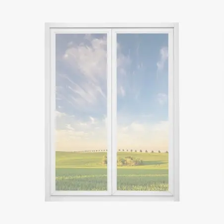 Sticker pour vitres et fenêtres alignement d'arbres sur champ printanier – Wallnifity®