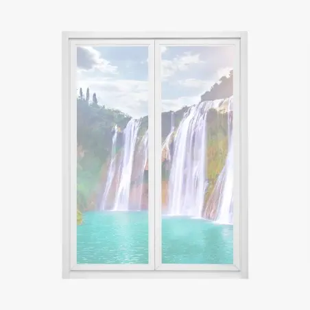 Sticker pour vitres et fenêtres cascade majestueuse de Jiulong à Luoping, Chine – Wallnifity®