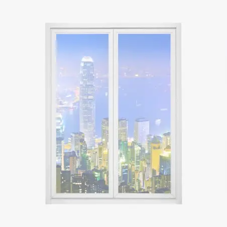 Sticker pour vitres et fenêtres panorama nocturne de Hong Kong – Wallnifity®