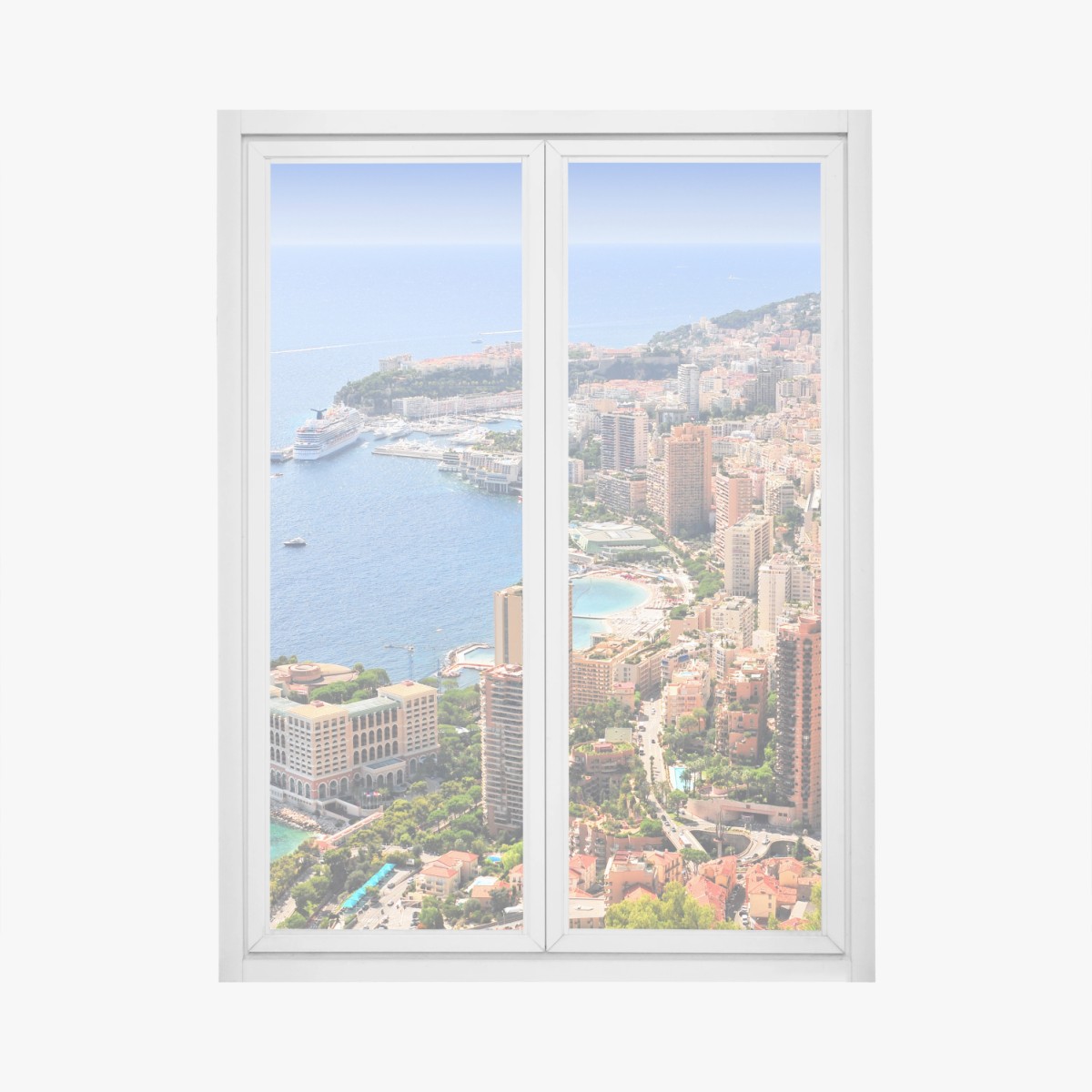 Sticker pour vitres et fenêtres panorama côtier urbain ensoleillé – Wallnifity®