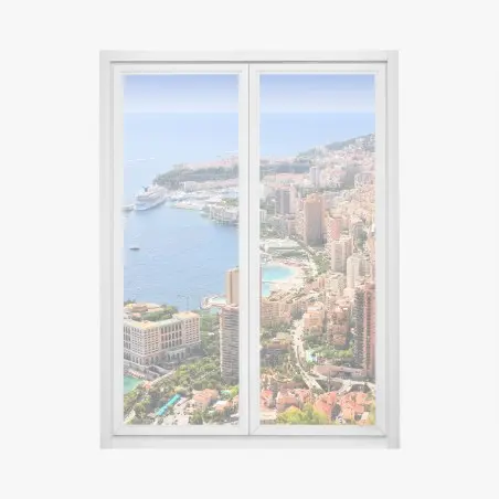 Sticker pour vitres et fenêtres panorama côtier urbain ensoleillé – Wallnifity®