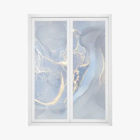 Sticker pour vitres et fenêtres vagues d'or sur fond bleu – Wallnifity®