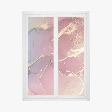 Sticker pour vitres et fenêtres marbre abstrait aux reflets dorés – Wallnifity®