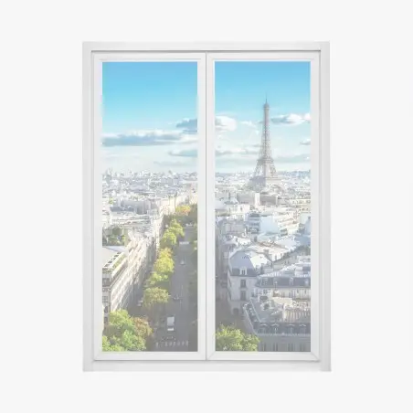 Sticker pour vitres et fenêtres vue aérienne de Paris avec la Tour Eiffel – Wallnifity®