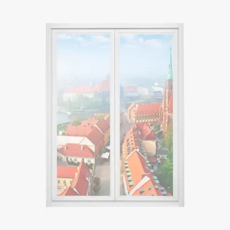 Sticker pour vitres et fenêtres panorama de la vieille ville aux toits rouges – Wallnifity®