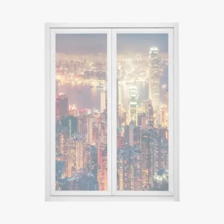 Sticker pour vitres et fenêtres vue panoramique nocturne de Hong Kong depuis Victoria Peak – Wallnifity®