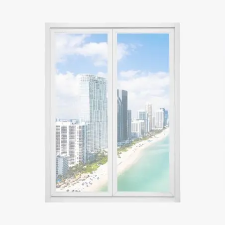 Sticker pour vitres et fenêtres vue panoramique de la côte urbaine ensoleillée – Wallnifity®