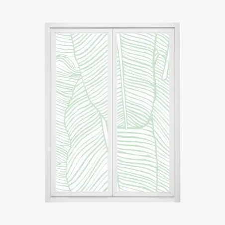 Sticker pour vitres et fenêtres motif feuilles de bananier vert menthe – Wallnifity®