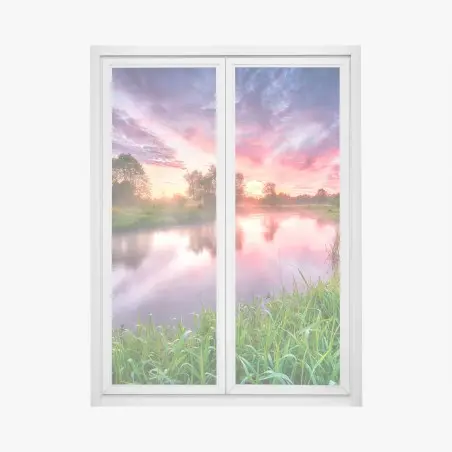 Sticker pour vitres et fenêtres aurore enchanteresse au bord de la rivière – Wallnifity®