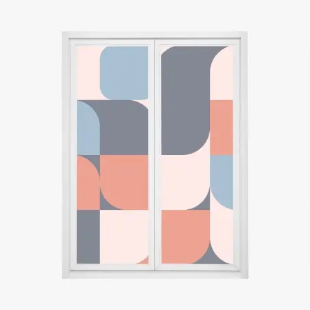 Sticker pour vitres et fenêtres motif géométrique rétro aux formes arrondies et palette vive – Wallnifity®