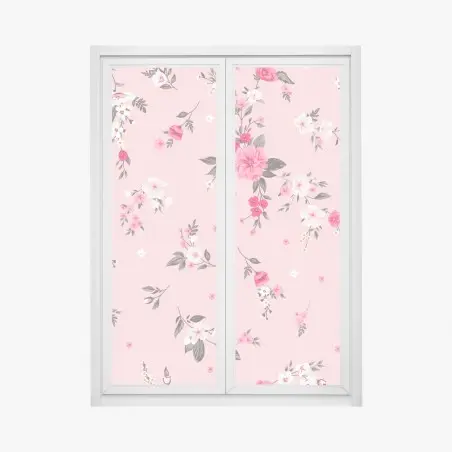 Sticker pour vitres et fenêtres douceur florale rose et blanche – Wallnifity®