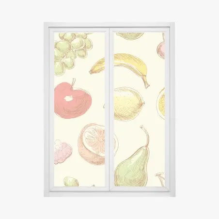 Sticker pour vitres et fenêtres motif de fruits croquis colorés – Wallnifity®