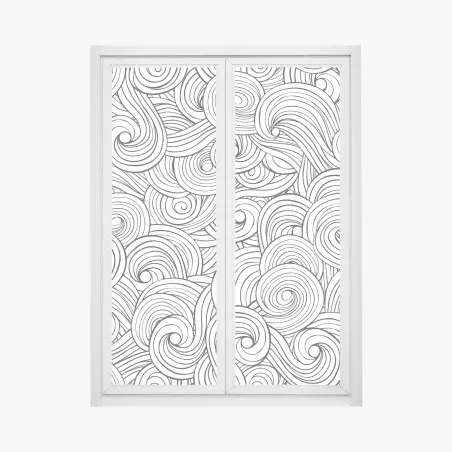 Sticker pour vitres et fenêtres motif tourbillonnant abstrait en noir et blanc – Wallnifity®