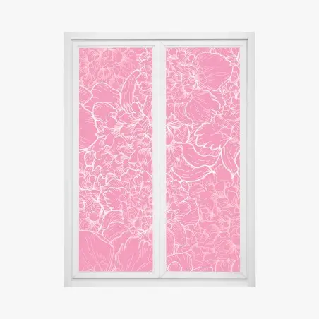 Sticker pour vitres et fenêtres motif floral de pivoines rose et blanc – Wallnifity®