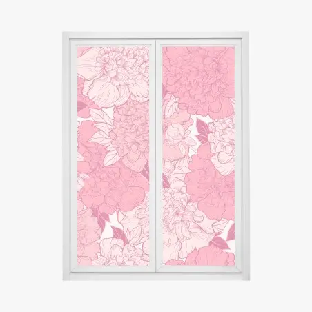 Sticker pour vitres et fenêtres pivoines roses élégantes – Wallnifity®