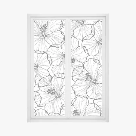 Sticker pour vitres et fenêtres motif floral graphique noir et blanc pour décoration murale – Wallnifity®