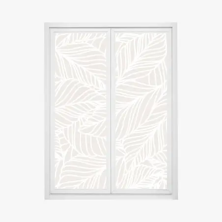 Sticker pour vitres et fenêtres motif de feuilles beige et blanc minimaliste – Wallnifity®