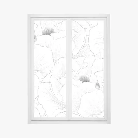 Sticker pour vitres et fenêtres motif floral linéaire noir et blanc pour décoration murale – Wallnifity®