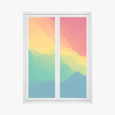 Sticker pour vitres et fenêtres paysage abstrait de montagnes en dégradé – Wallnifity®