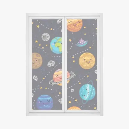 Sticker pour vitres et fenêtres système solaire joyeux pour chambre d'enfant – Wallnifity®