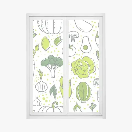 Sticker pour vitres et fenêtres motif légumes frais et graphiques – Wallnifity®