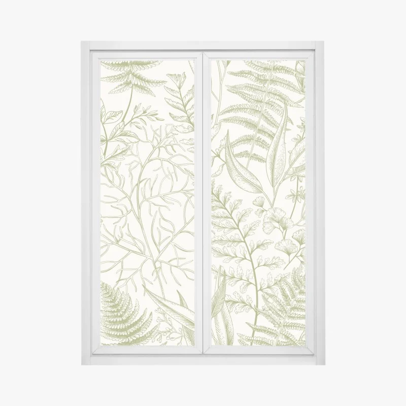 Sticker pour vitres et fenêtres motif botanique feuilles et fougères – Wallnifity®