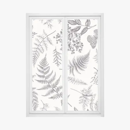 Sticker pour vitres et fenêtres motif botanique délicat en noir et blanc – Wallnifity®
