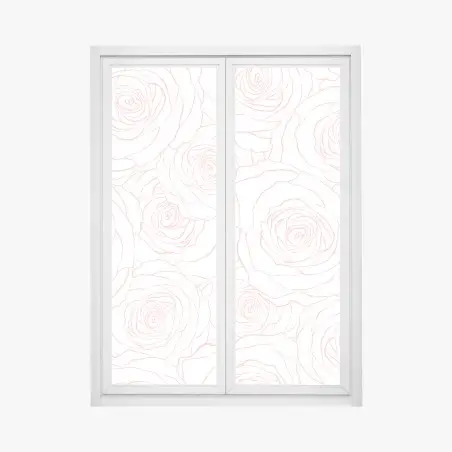 Sticker pour vitres et fenêtres motif floral minimaliste de roses délicates – Wallnifity®