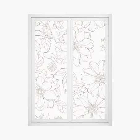 Sticker pour vitres et fenêtres motif floral délicat au trait – Wallnifity®