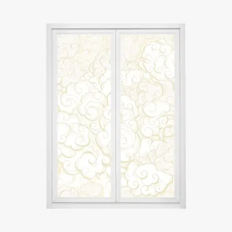 Sticker pour vitres et fenêtres nuages stylisés dorés sur fond blanc – Wallnifity®