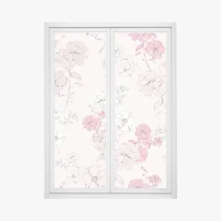 Sticker pour vitres et fenêtres fleurs délicates sur fond rose – Wallnifity®