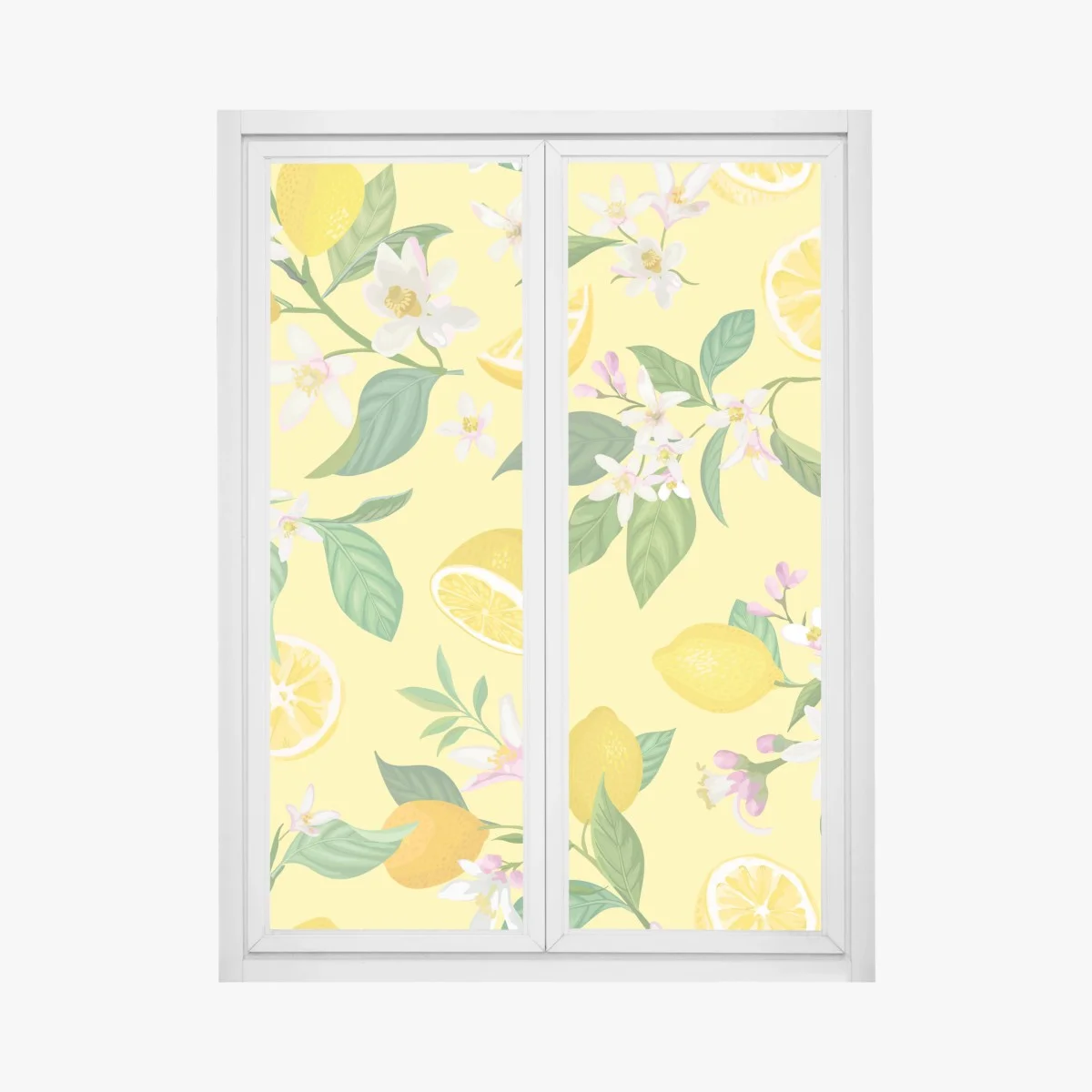 Sticker pour vitres et fenêtres motif citron et fleurs sur fond jaune – Wallnifity® Sticker pour vitres et fenêtres motif citron et fleurs sur fond jaune – Wallnifity®