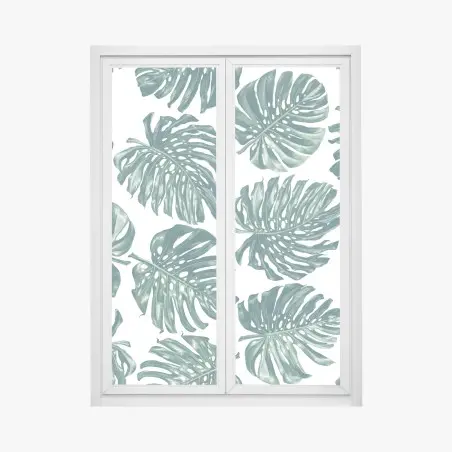 Sticker pour vitres et fenêtres feuilles de monstera motif tropical élégant – Wallnifity®