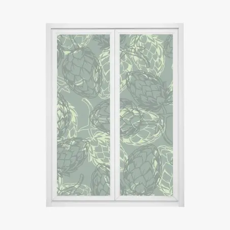 Sticker pour vitres et fenêtres motif botanique de houblon vert – Wallnifity®