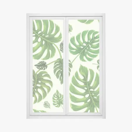 Sticker pour vitres et fenêtres motif tropical de feuilles de monstera – Wallnifity®