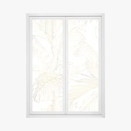 Sticker pour vitres et fenêtres motif botanique doré de feuilles tropicales – Wallnifity®