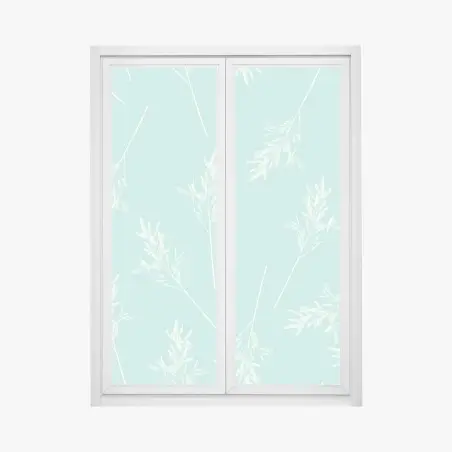 Sticker pour vitres et fenêtres motif herbes délicates sur fond menthe – Wallnifity®