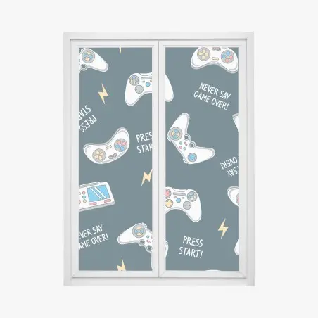 Sticker pour vitres et fenêtres motif manettes de jeux vidéo rétro et slogans ludiques – Wallnifity®