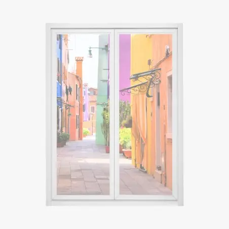 Sticker pour vitres et fenêtres ruelle colorée de Burano – Wallnifity®