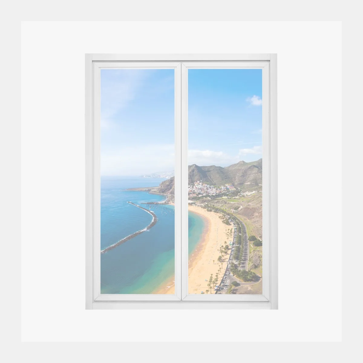Sticker pour vitres et fenêtres panorama côtier de Las Teresitas, Tenerife – Wallnifity® Sticker pour vitres et fenêtres panorama côtier de Las Teresitas, Tenerife – Wallnifity®