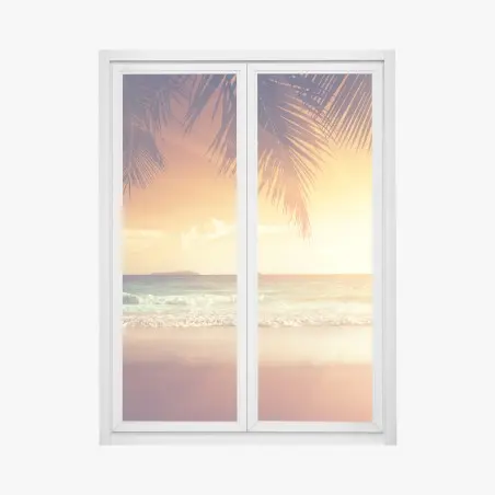Sticker pour vitres et fenêtres coucher de soleil tropical, Caraïbes – Wallnifity®