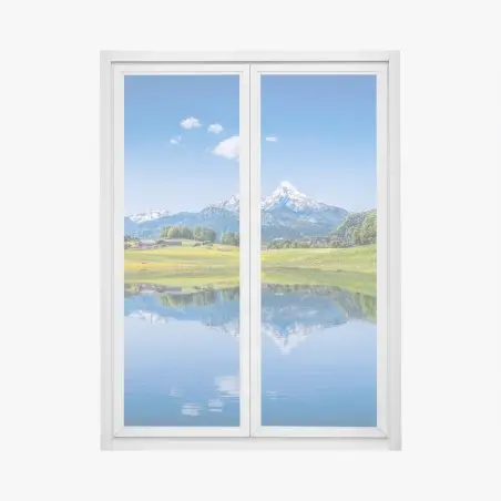Sticker pour vitres et fenêtres reflet alpin sur lac miroir – Wallnifity®