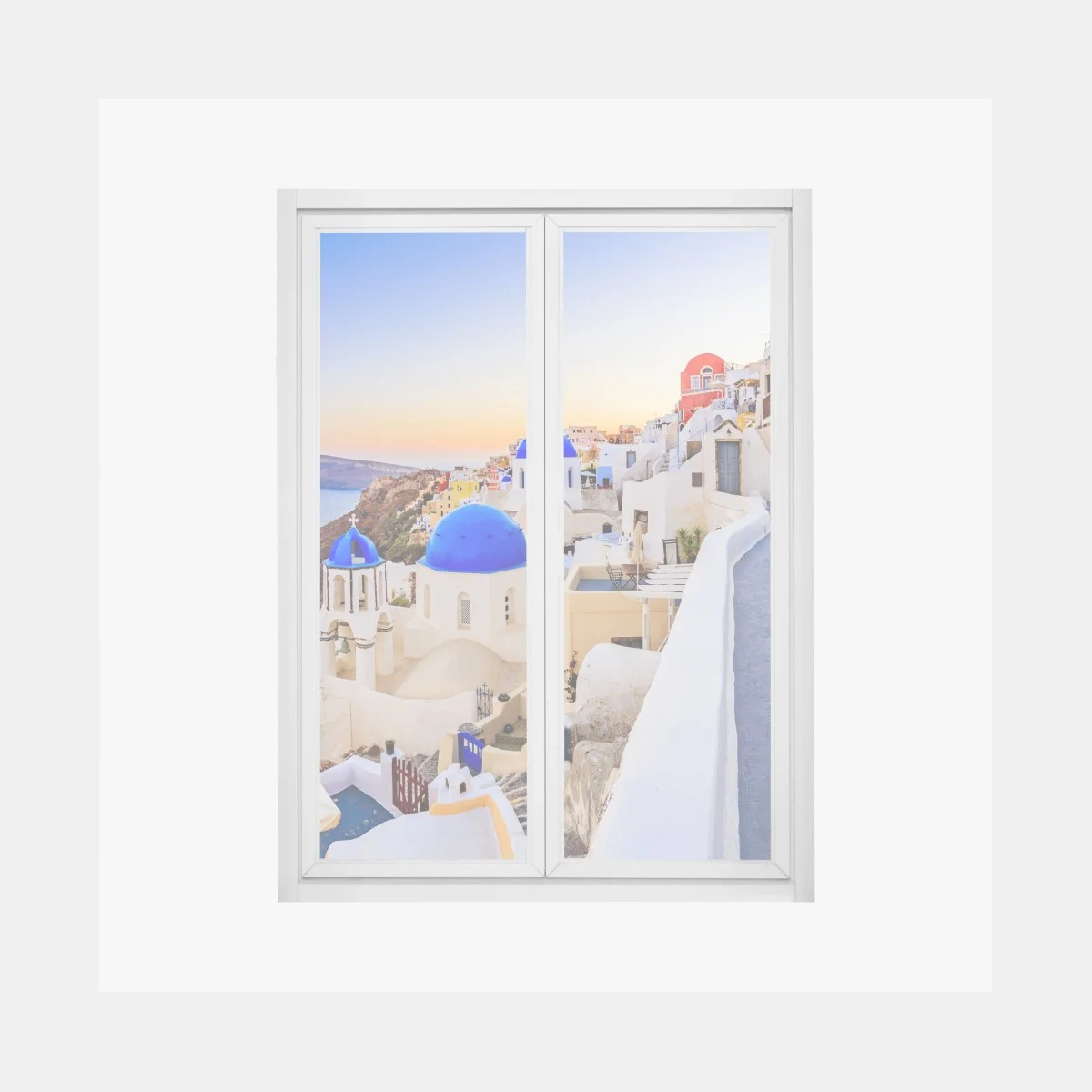 Sticker pour vitres et fenêtres panorama coloré de Santorin au coucher du soleil – Wallnifity® Sticker pour vitres et fenêtres panorama coloré de Santorin au coucher du soleil – Wallnifity®