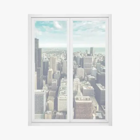 Sticker pour vitres et fenêtres panorama urbain vintage de Chicago – Wallnifity®