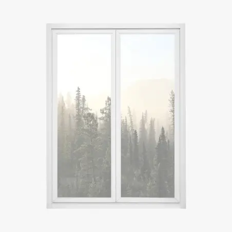 Sticker pour vitres et fenêtres forêt brumeuse au lever du soleil – Wallnifity®
