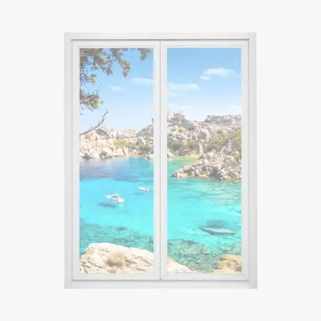 Sticker pour vitres et fenêtres escapade en crique aux eaux turquoises – Wallnifity®